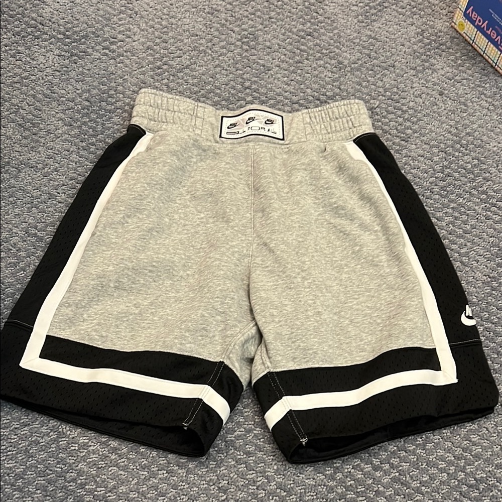 Nike Kids Heather Gray and Black Athletic Shorts
